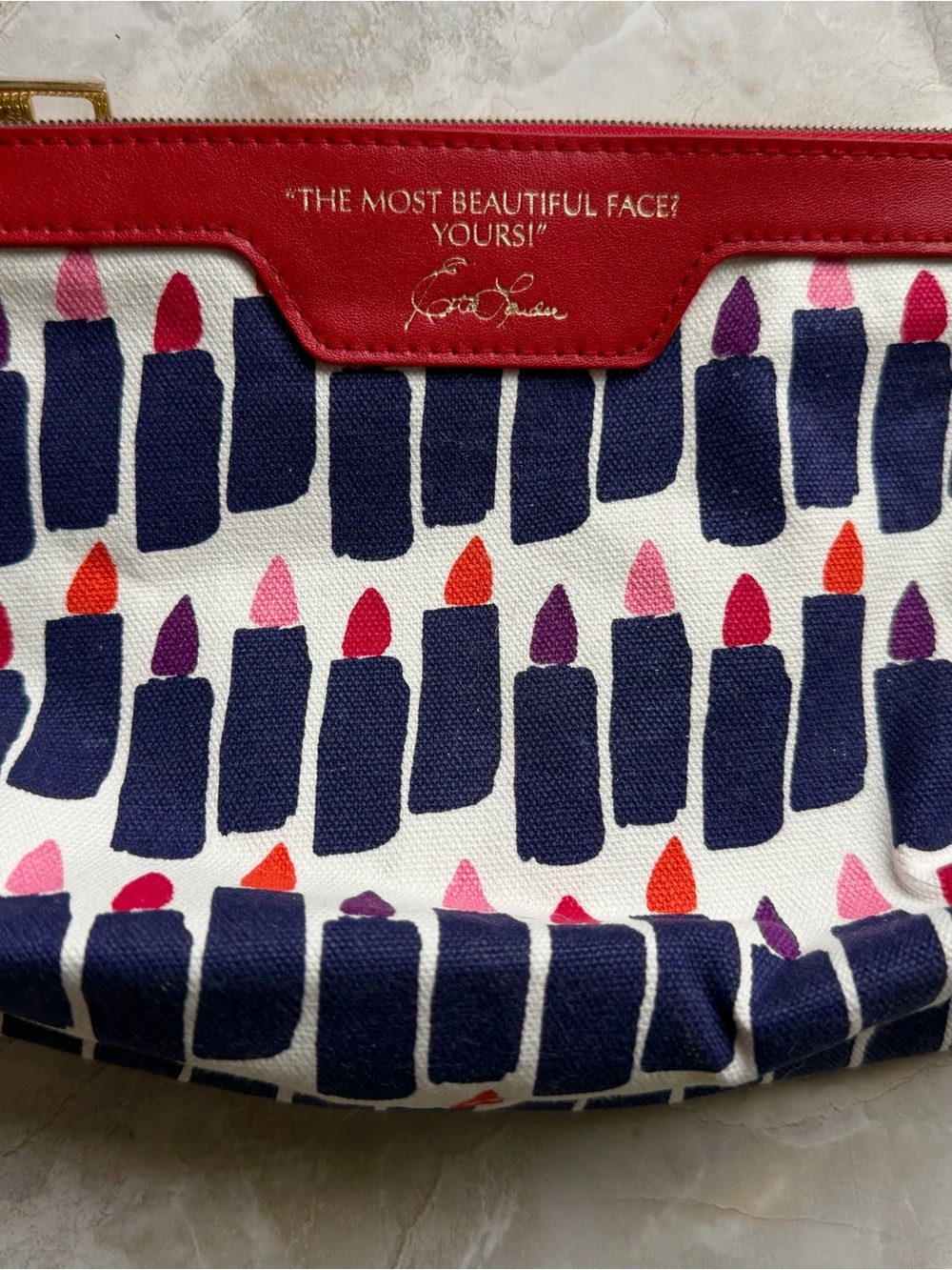 Estée Lauder Lipstick Print Cosmetic Bag / Makeup Pouch
